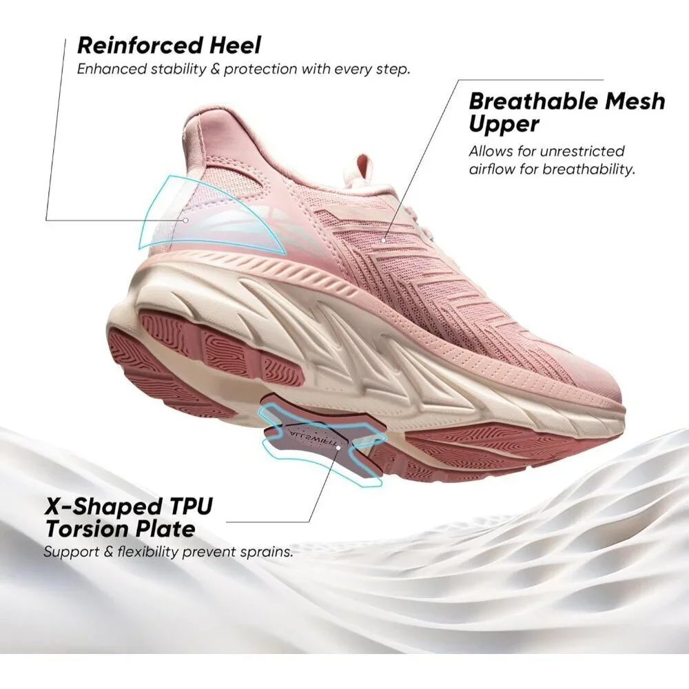 Women's Pink Walking Shoes Comfort Breathable Non-Slip Gym Training Sneaker